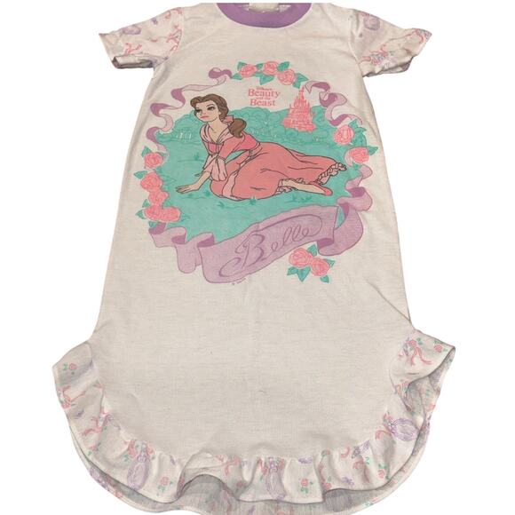 RARE Vintage 90s Disney Belle Beauty & The Beast Nightgown 4T Ruffle Hem - Picture 13 of 13